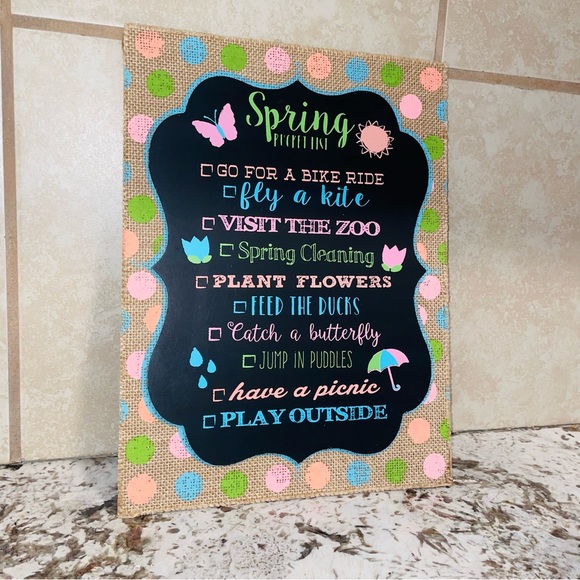 Polkadot Print Spring To Do Chalk Board Check List Sign - Picture 6 of 10